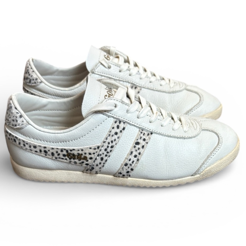 Gola Bullet Safari Leather Sneakers Women’s 6 White and Leopard Print